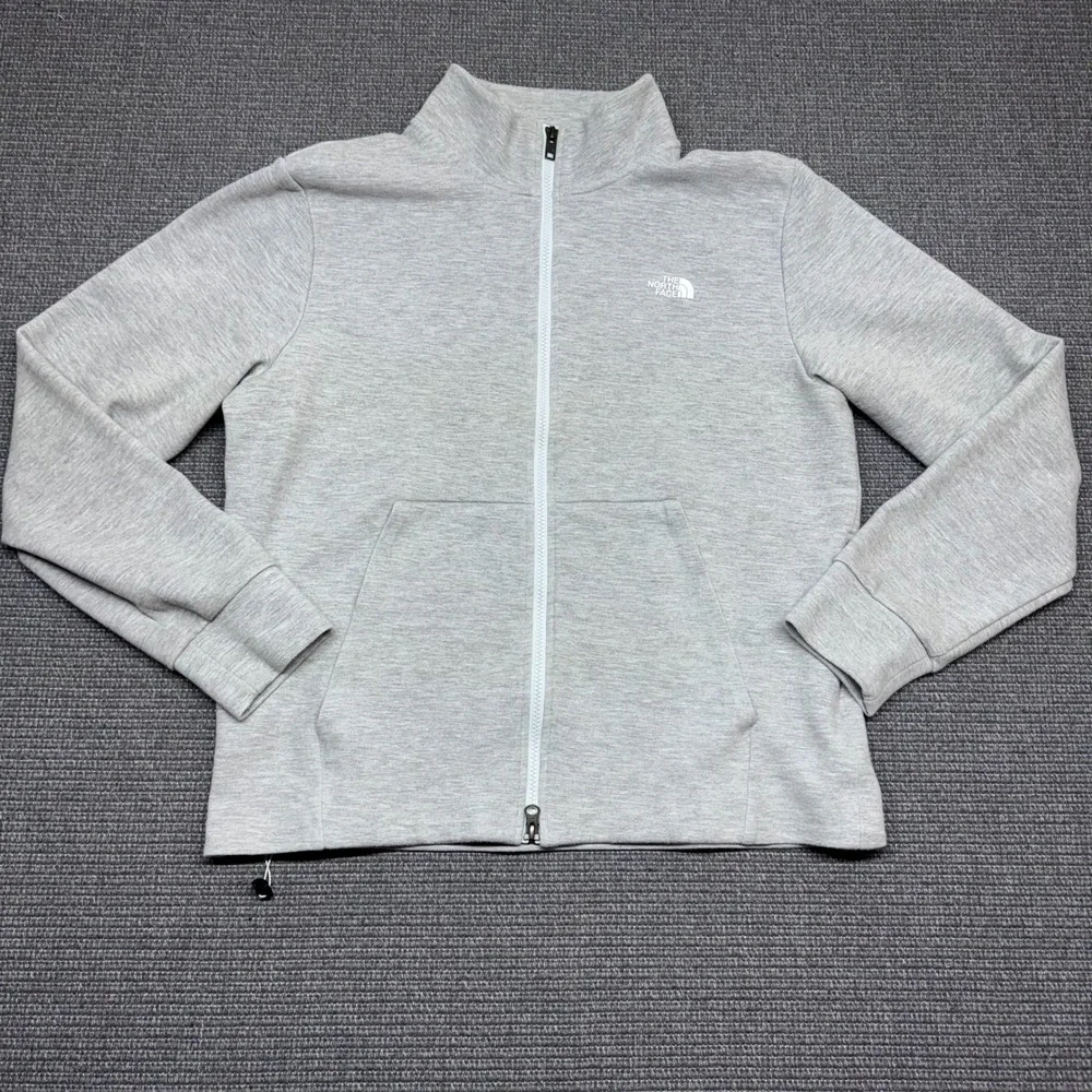 The North Face Mens Full Zip Sweatshirt Gray Heather Mock Neck Jacket Size M